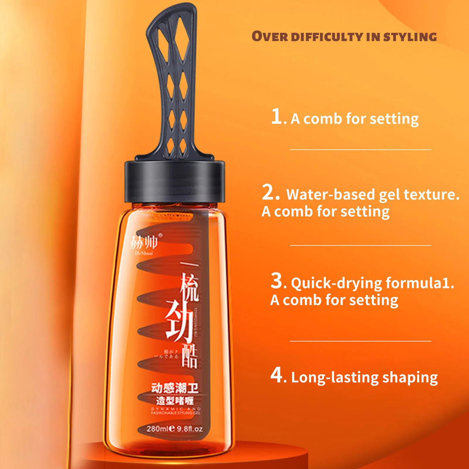 Description Picture 4 of itemProfessional 2-in-1 Hair Wax Gel With Comb Long-lasting Fluffy Hair Pomade Wax Mud Men Hair Cream Salon Styling Gel Tool