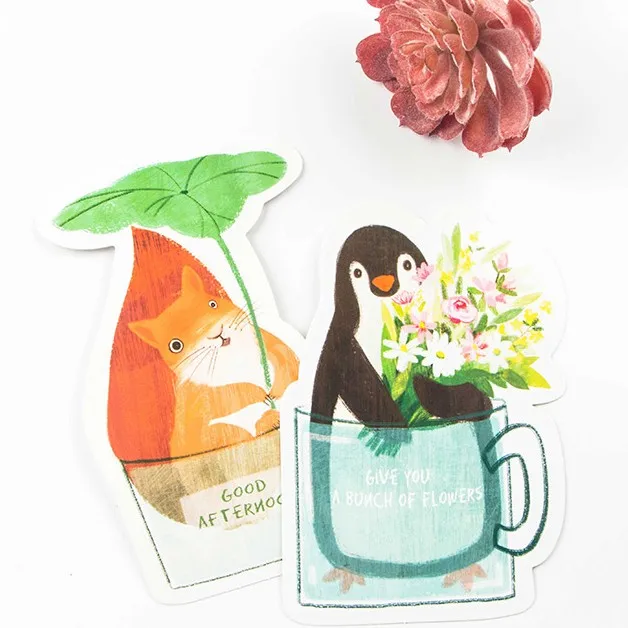 Art Postcards 30 Sheets/Set Cute Cup Animal Postcard/Greeting Card/Message Card/Birthday Letter Envelope Gift Card