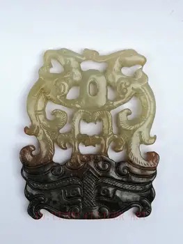 

YIZHU CULTUER ART Collection Ancient China Xinjiang Jade Carving Phoenix Beast Pendant Decoration