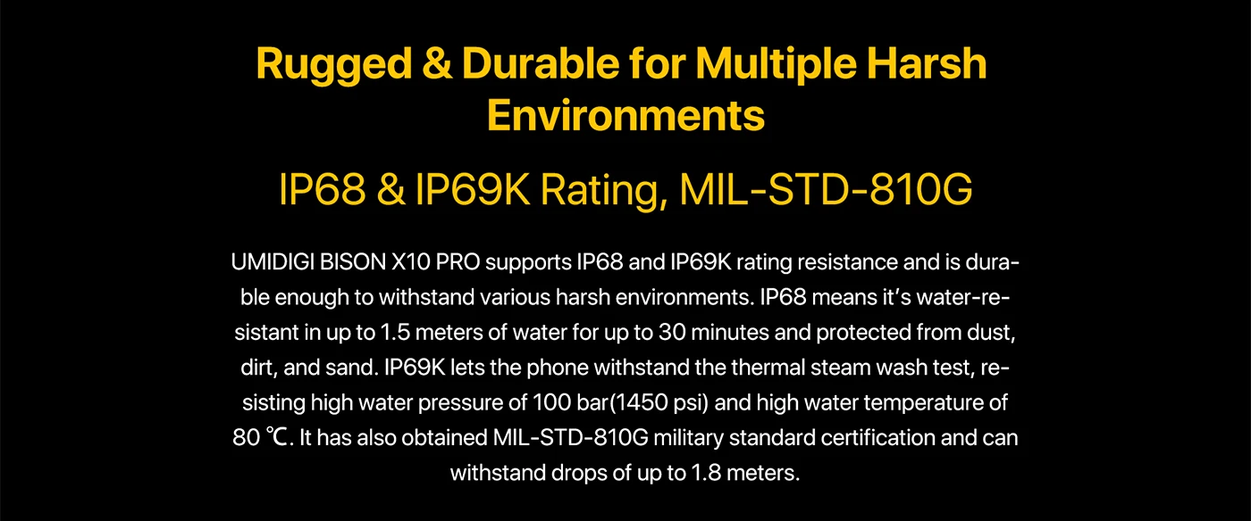 UMIDIGI Bison X10 Pro Global Version 4GB+128GB NFC IP68 & IP69K Rugged Phone Helio P60 20MP Triple Camera 6.53"HD+ 6150mAh best mobile poco
