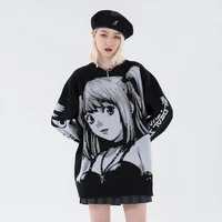 Dzianiny Harajuku zimowe ubrania kobiet 2020 ponadgabarytowych swetry z długim rękawem Top Gothic moda japoński Kawaii Cartoon Streetwear