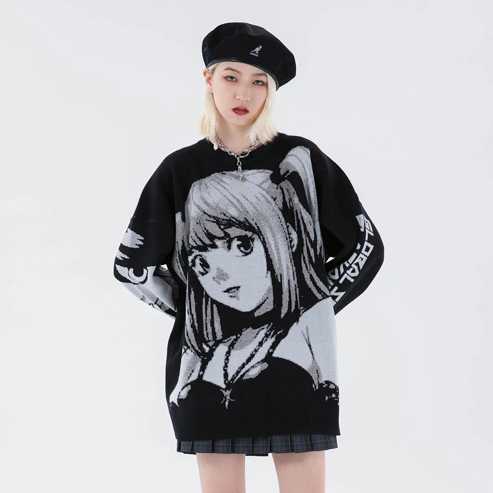 2022 Knit Kawaii Anime Sweater Winter Goth Cothes Oversized Gothic Clothes for Women Harajuku Japanese Cartoon Streetwear