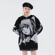 Oversized Sweaters Top-Gothic Clothes Women Knitted Streetwear Long-Sleeve Japanese Harajuku