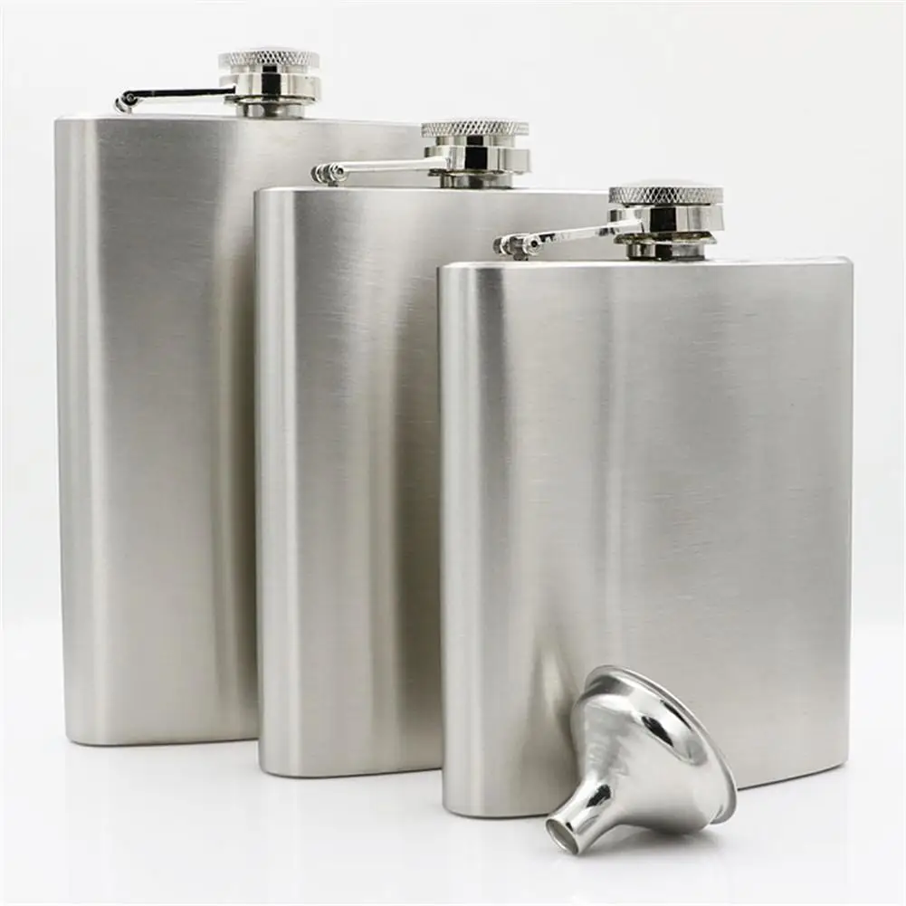 4-8 Oz Stainless Steel Hip Flask With Funnel Leak Proof Drinking Whiskey Flask For Home Kitchen Supplies