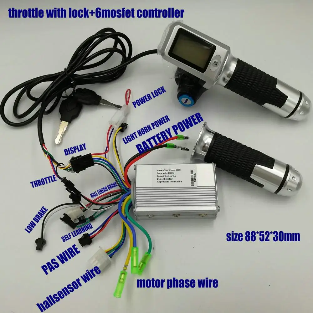 ЖК-дисплей 36v48v с акселератором+ контроллер BLDC 350 Вт Электрический велосипед Скутер трехколесный велосипед ATV mtb части руля ручки