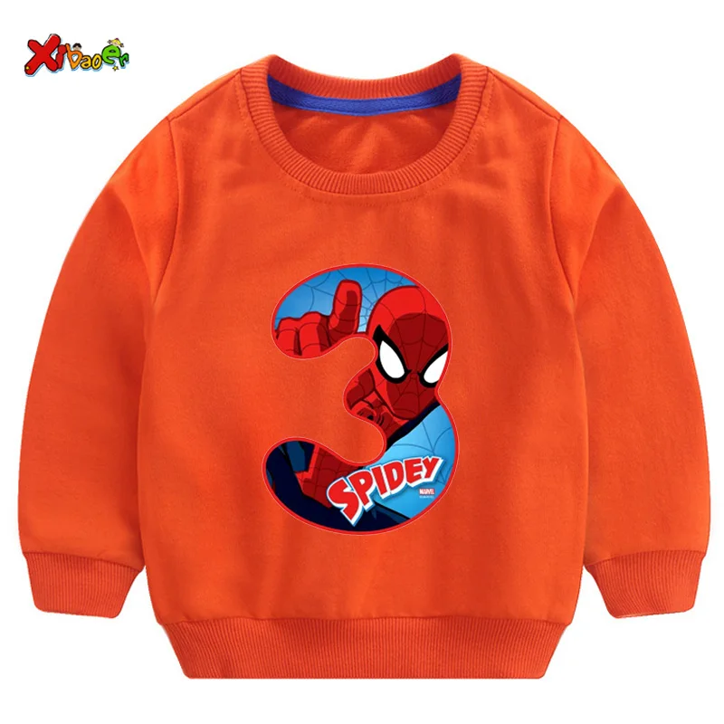 Детский свитер толстовка с капюшоном для маленьких мальчиков, футболка на день рождения 3, 6, 4, 1 цифровая Одежда «сделай сам» крутой осенний топ с цифрами - Цвет: sweatshirt orange