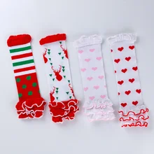 Гетры для малышей; рождественские леггинсы для малышей; хлопковые колготки до колена для новорожденных мальчиков и девочек; мягкие носки в горошек для малышей; одежда