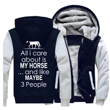 Wszystko, co dbam o to, czy mojego konia I podobnego przestępstwa może być 3 osób druku bluzy z kapturem bluza 2019 zima kamizelka moda zipper Streetwear(China)