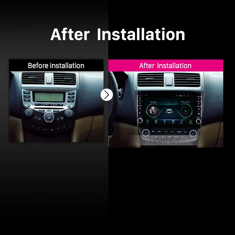 Автомагнитола Harfey с сенсорным экраном 10 1 дюйма Android 9 GPS Bluetooth HD для Honda Accord 7 2003