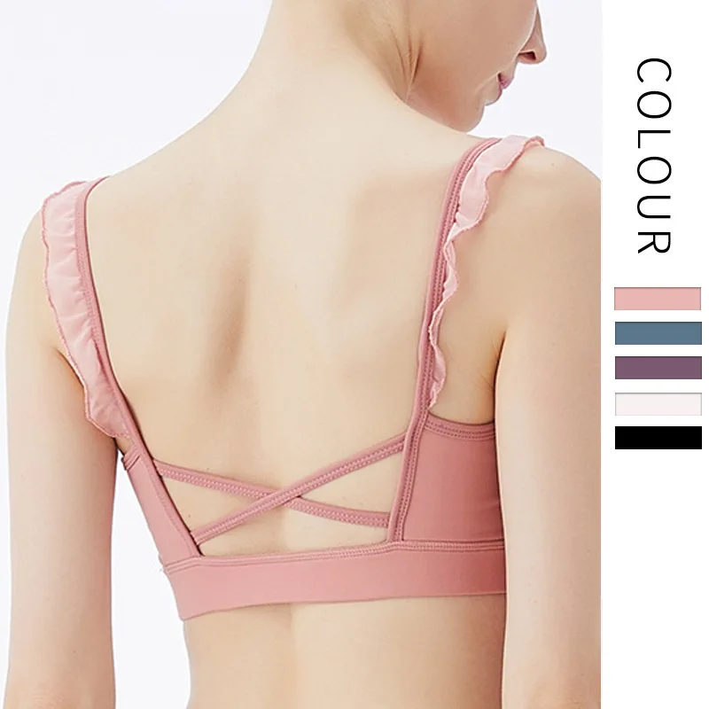 Женский кружевной бесшовный спортивный бюстгальтер на бретельках с красивой