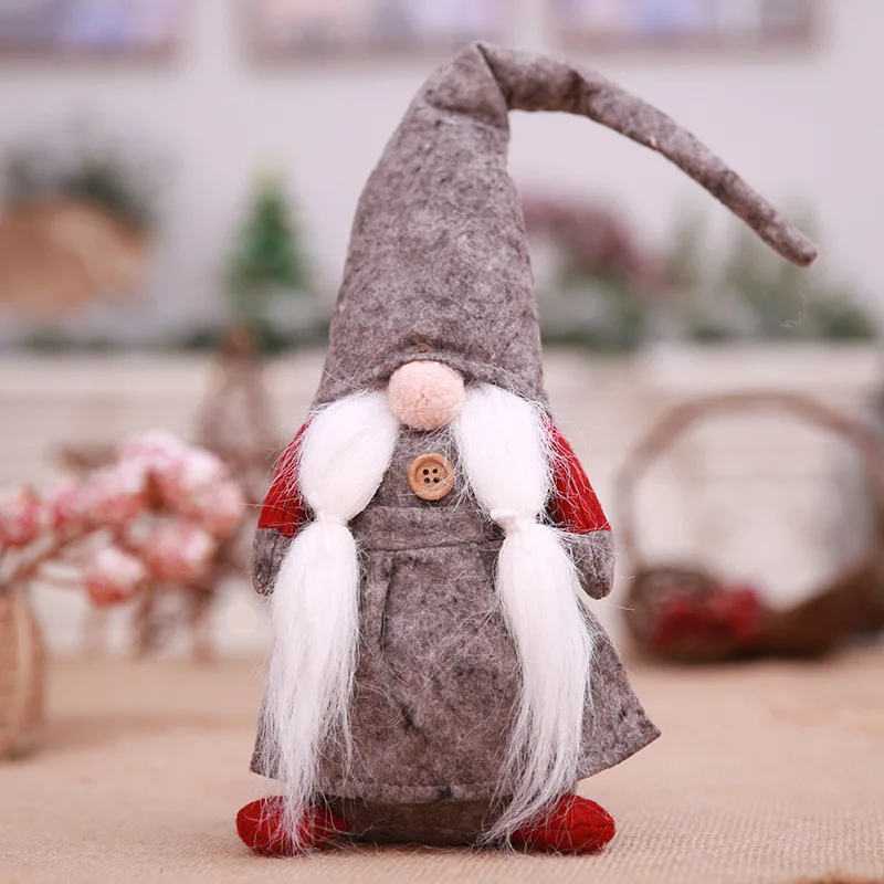 Christmas Santa Swedish Stuffed Toy Cloth Santa Doll Gnome Scandinavian Tomte Nisse Sockerbit Dwarf Elf Home Ornaments Goods - Цвет: gray 4