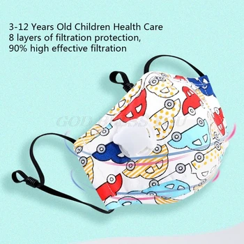 

1 Set Kid Mouth Mask+5Pcs Replaceable Filters Cartoon Mask PM2.5 Activated Carbon Dustproof Washable Face Mask Child Party Mask