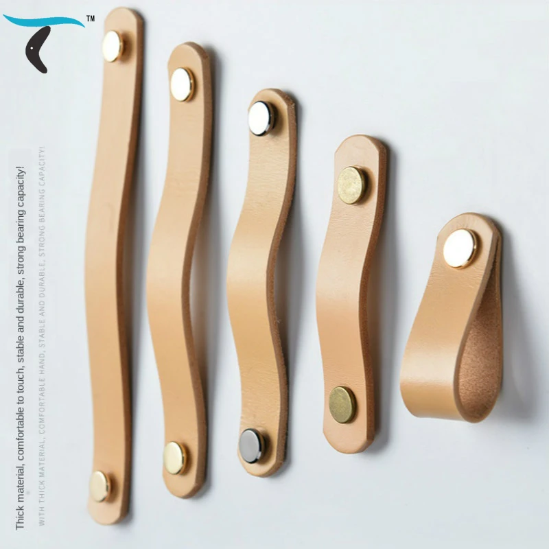 Nordic Cowhide Furniture Handles Wardrobe Drawer Door Kitchen Cabinet