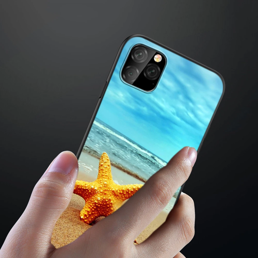 Z183 Summer Beach Starfish Blue Sky TPU Phone Silicone Cover for Apple iPhone 12 Pro Max 12 mini Soft Case