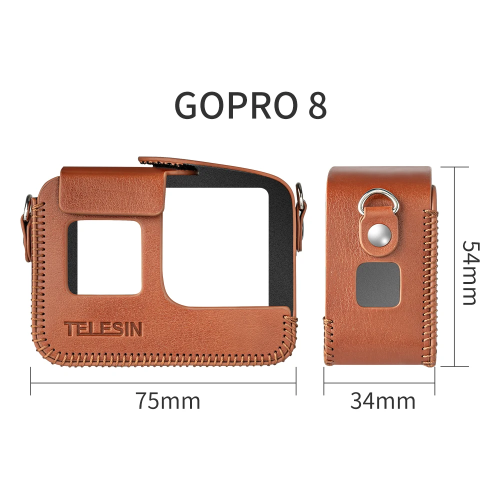 Чехол из ПУ кожи TELESIN для GoPro Hero 8 черная рамка 5 6 7 мини защита черный коричневый с