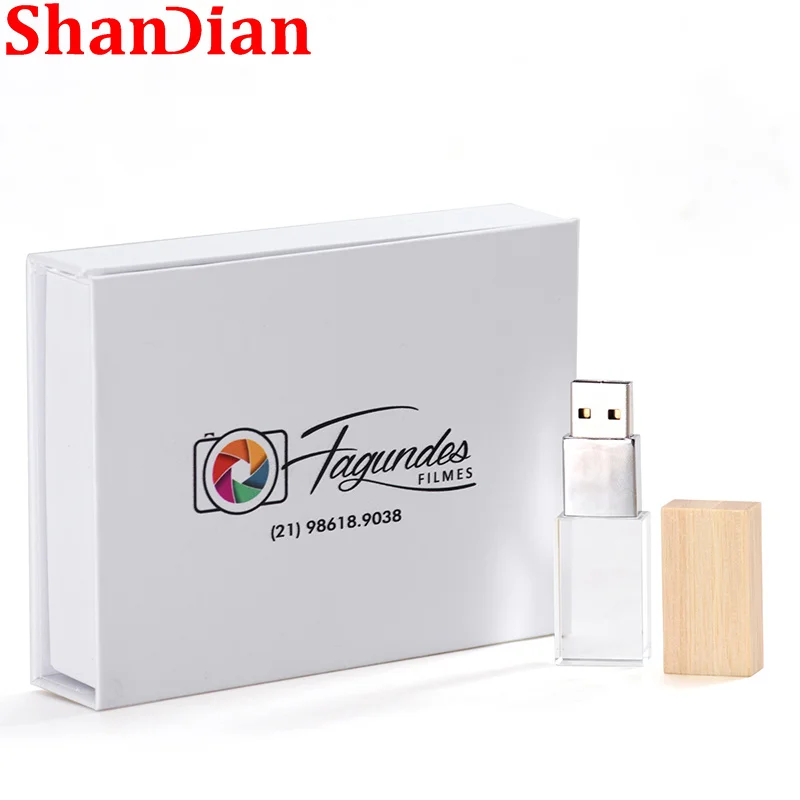 Wooden Crystal USB2.0 Flash Drive 4G 8G 16G 32G 64GB 128G Custom LOGO Pen Drives Colour Print Memory Stick Real Capacity U Disk |