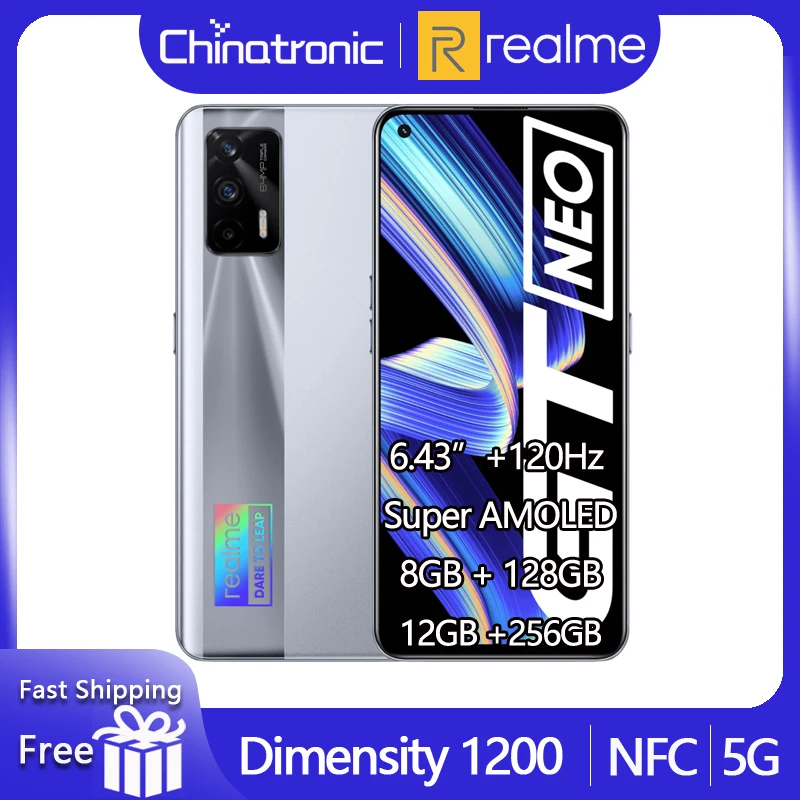 ram pc New realme GT Neo 8GB 128GB 5G Mobile Phone Dimensity 1200 Octa Core 6.43"120Hz Super AMOLED 50W Fast Charge 64MP WIFI6 NFC kingston 8gb ram