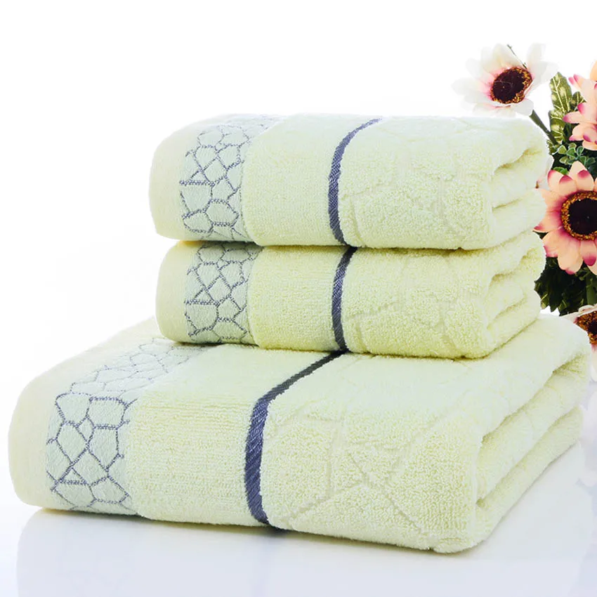 Geometric Towels Set 100% Cotton Bath Thick Shower Bathroom Home Spa Face Towel For Adults
