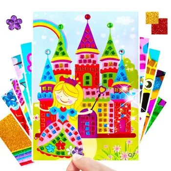 

5pc Cute 3D Children Puzzle DIY Crystal Crafts Toy Mosaic Sticker Kids Kindergarten Early Educational Arts and Crafts Gift