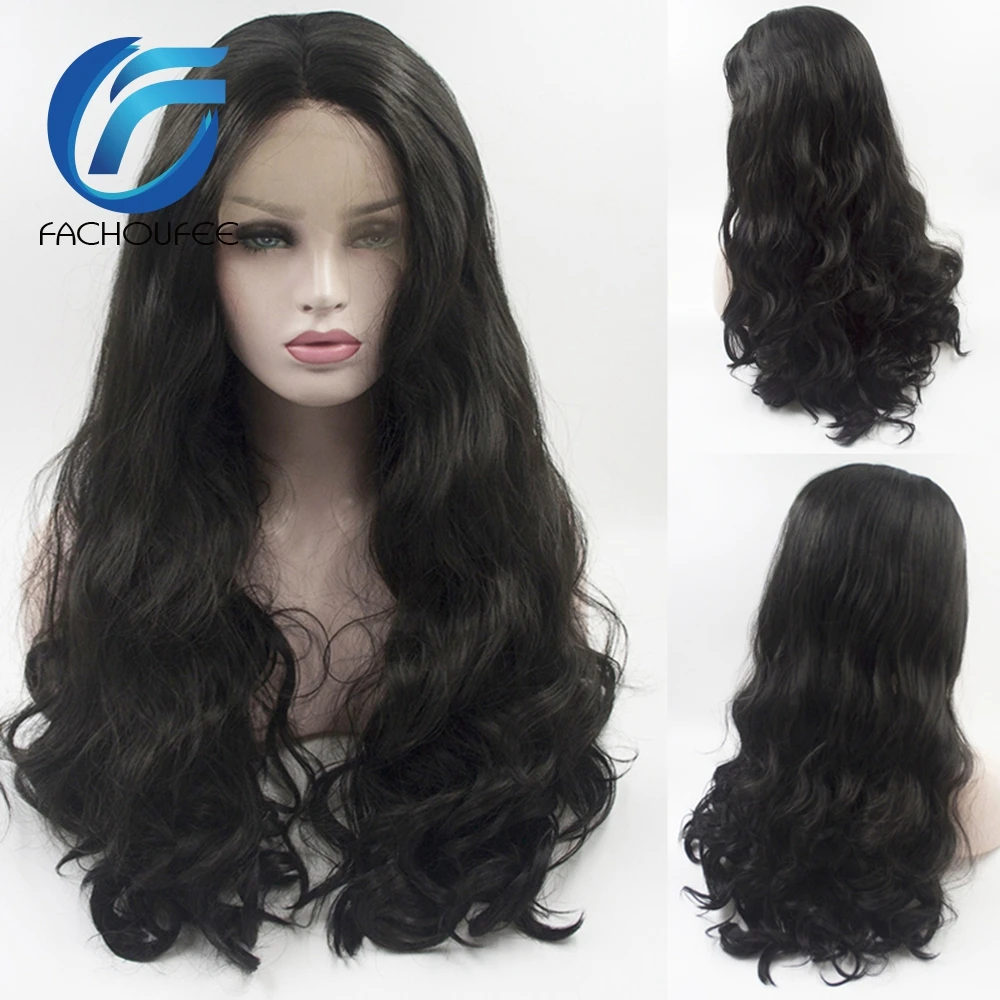 Comprar Pelucas frontales de encaje de onda corporal FACHOUFEE para mujer pelucas de encaje sin pegamento de Color negro con línea de cabello Natural