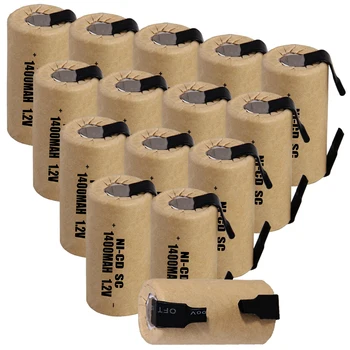 

15 pcs SC battery 1.2V SUBC batteries rechargeable high drain 1400mah with tabs color random