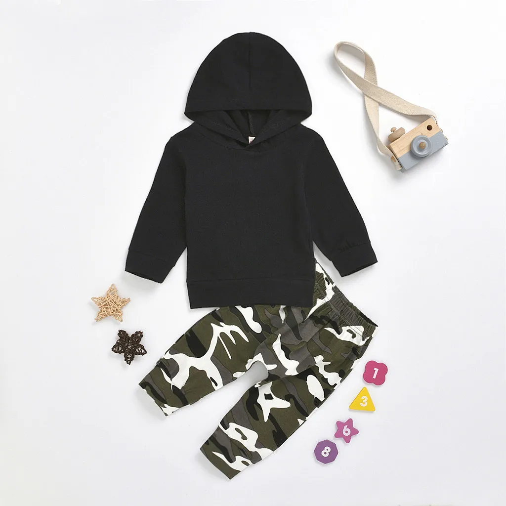 2pcs Children baby boy clothes Long Sleeves Pure Color Hooded Cap Jacket Green Trousers Suit Casual outfit roupas infant | Детская
