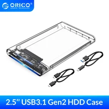 

ORICO 2.5'' Transparent HDD Case SATA to USB 3.1 Gen2 10Gbps External Hard Drive Case HDD Enclosure SSD Disk Case Support UASP