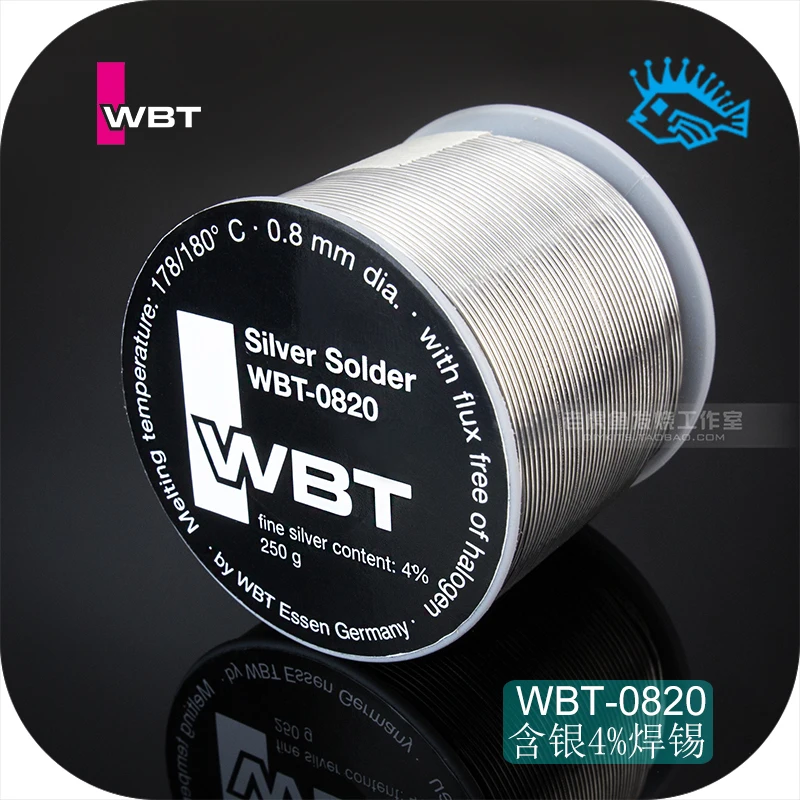 Alambre de soldadura de bajo punto de fusión, alambre de estaño, 1/5/20/70 metros, WBT-0820 de Alemania, 0,8mm, plata 4%, sonido de fiebre