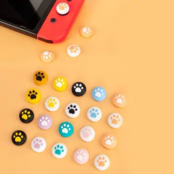 

4pcs Cute Cartoon Cat Paw Joystick Silicone Thumb Grips Cover for Nintend Switch/Lite Game Controller Accessories Rocker Cap Kit