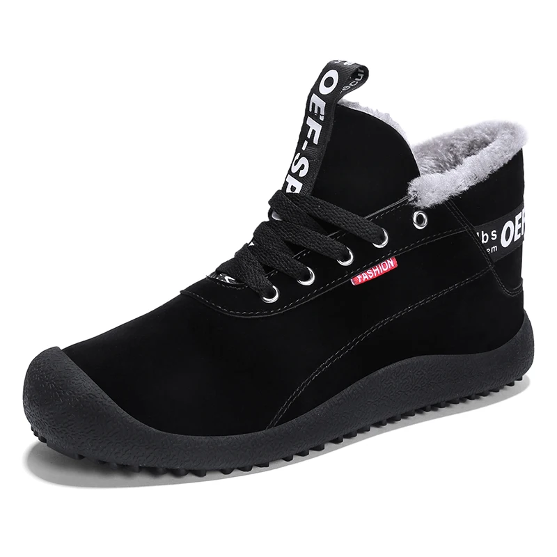 VRYHEID/Большие размеры 39-48, новые зимние мужские ботинки водонепроницаемые удобные зимние ботинки теплые ботильоны на меху мужская легкая обувь - Цвет: Black