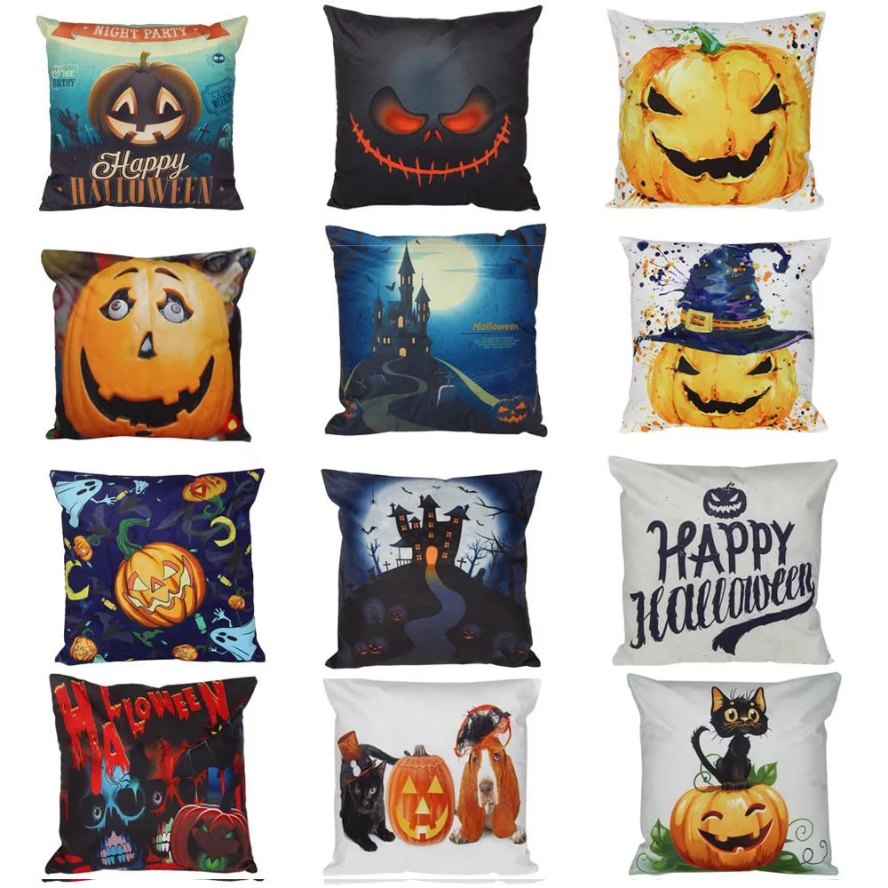 

New Cushion Cover 45X45cm Halloween Pillow Case Sofa Waist Throw Cushion Cover Home Decorative Pillows Poduszki Dekoracyjne