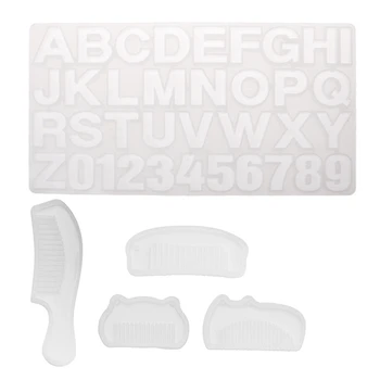 

5 Pcs Silicone Mold Diy Hand Craft Epoxy Resin for Jewelry Making Tools, 4 Pcs Comb & 1 Pcs 26 Letters