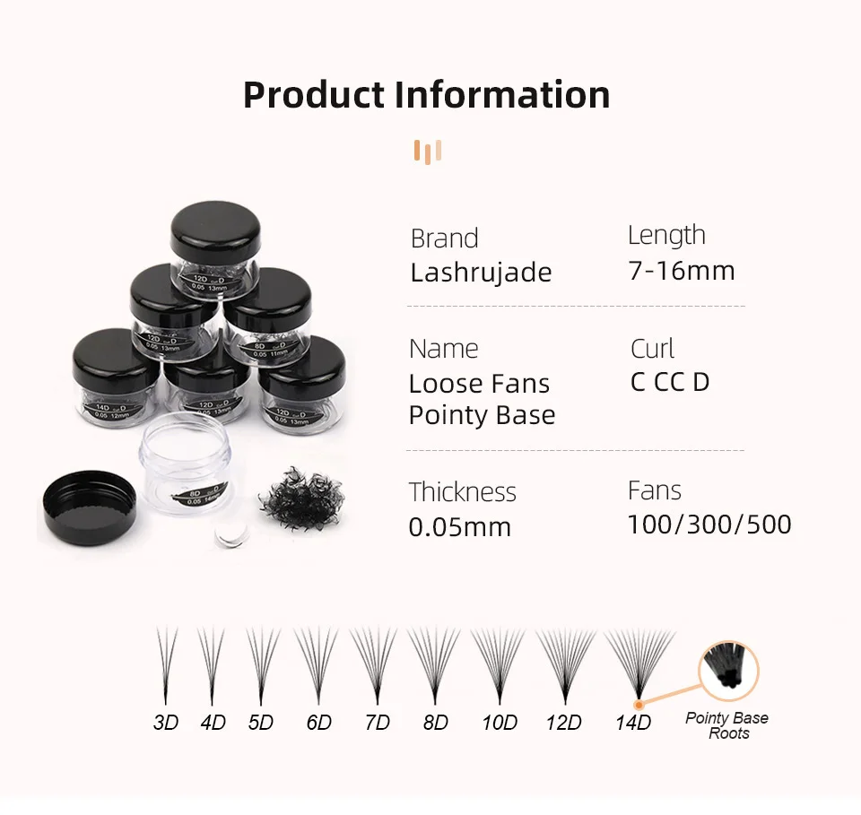 100/300/500 Loose Fans Thin Pointy Base Premade Fans Lash Russian Volume Sharp Narrow Stem Cluster Eyelash Extensions Faux Mink 100/300/500 Loose Fans Thin Pointy Base Premade Fans Lash Russian Volume Sharp Narrow Stem Cluster Eyelash Extensions Faux Mink