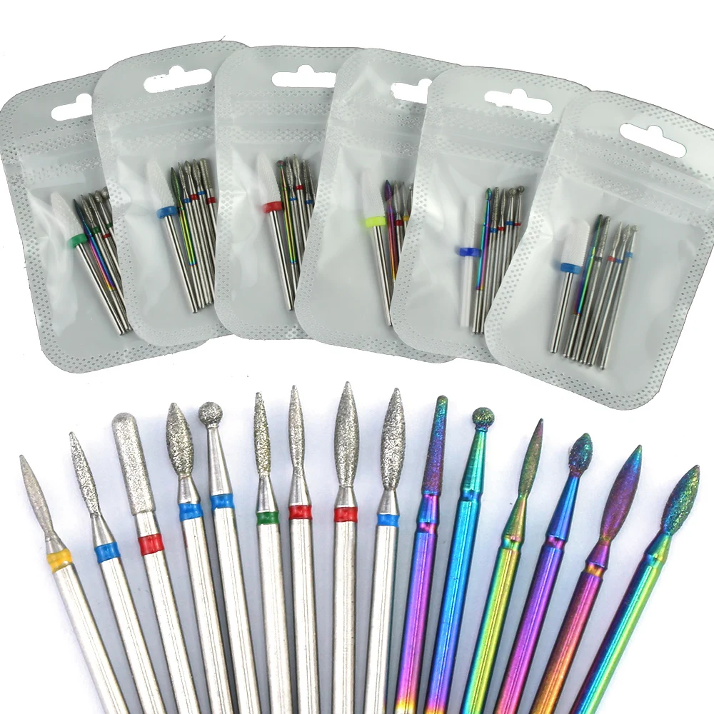 Nail Drill Bit Nail Drill Bits Diamond Burs Cuticle Remover Bit Nail Art Tools Nail Manicure Tools Nail Manicure Accessories 6pcs/pack Diamond Nail Milling Cutter Rotary Burr for Nail Files Cuticle Clean Drill Bits Apparatus for Manicure Art Tools