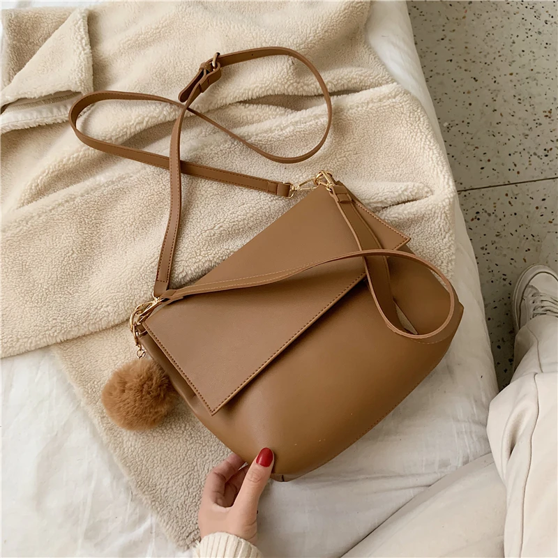 

Solid Color Leather Shoulder Bag 2020 New Ladies Retro Messenger Bag Designer Luxury Handbag Wallet Ladies Handbag tote bag