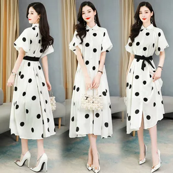 

Star Floral Dress 2020 Summer New Women's Short Sleeve Waist Thin Temperament Light Ripe Wind Chiffon Dress