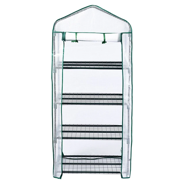 4-Tier Vinyl House Üvegházhatású Keret Növényi Polc A Palántákhoz Box Kerti Kiegészítők - Image 3