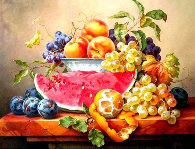 Fruit Full Display Square Landscape 5D Diamond Painting Cross Stitch Embroidery Diamond Mosaic Scenery Picture Rhinestones Decor 