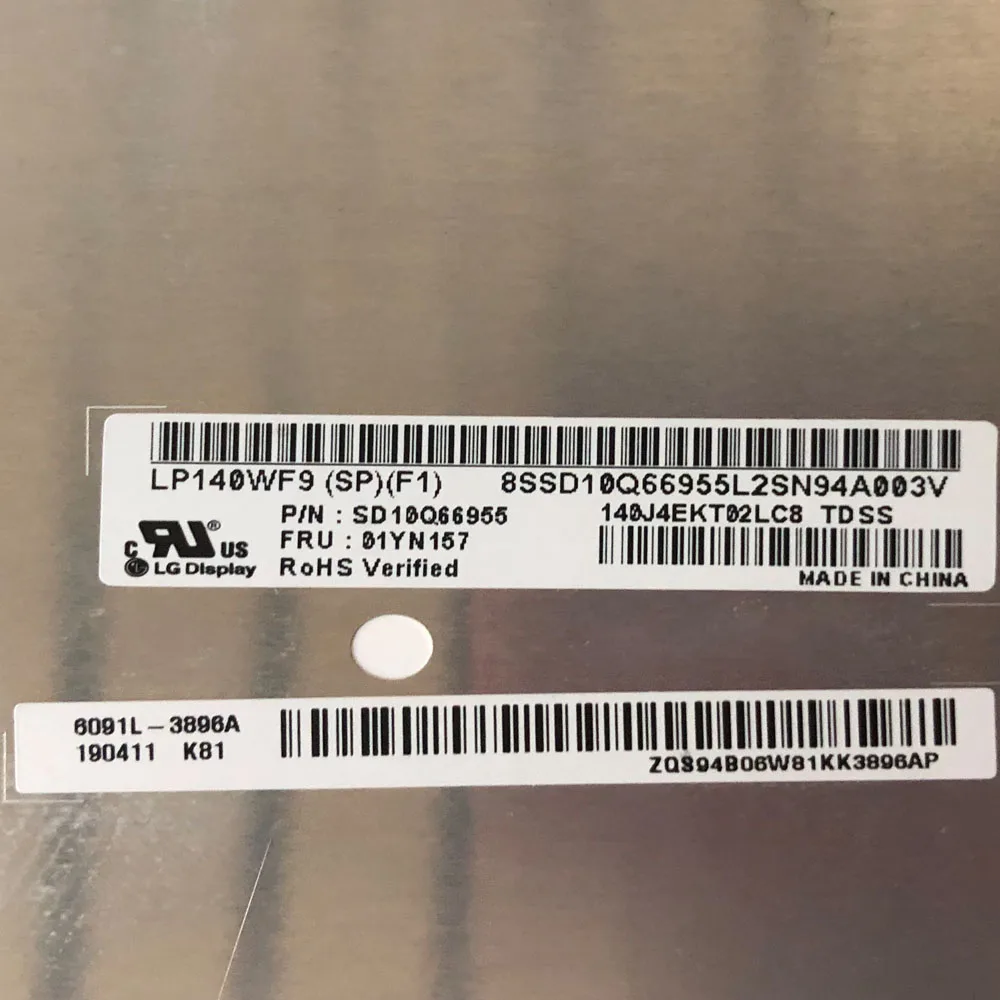 EDP LCD ũ FRU:01YN157 P/N:SD10Q669955, LP140WF9 SPF1, LP140WF9-SPF1 LP140WF9 (SP)(F1), 14.0 ġ, 1920x1080 IPS, 30 