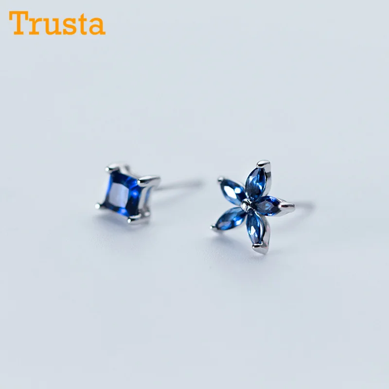 Trusta 100% Серебро 925 пробы женские ювелирные изделия Модные крошечные синие