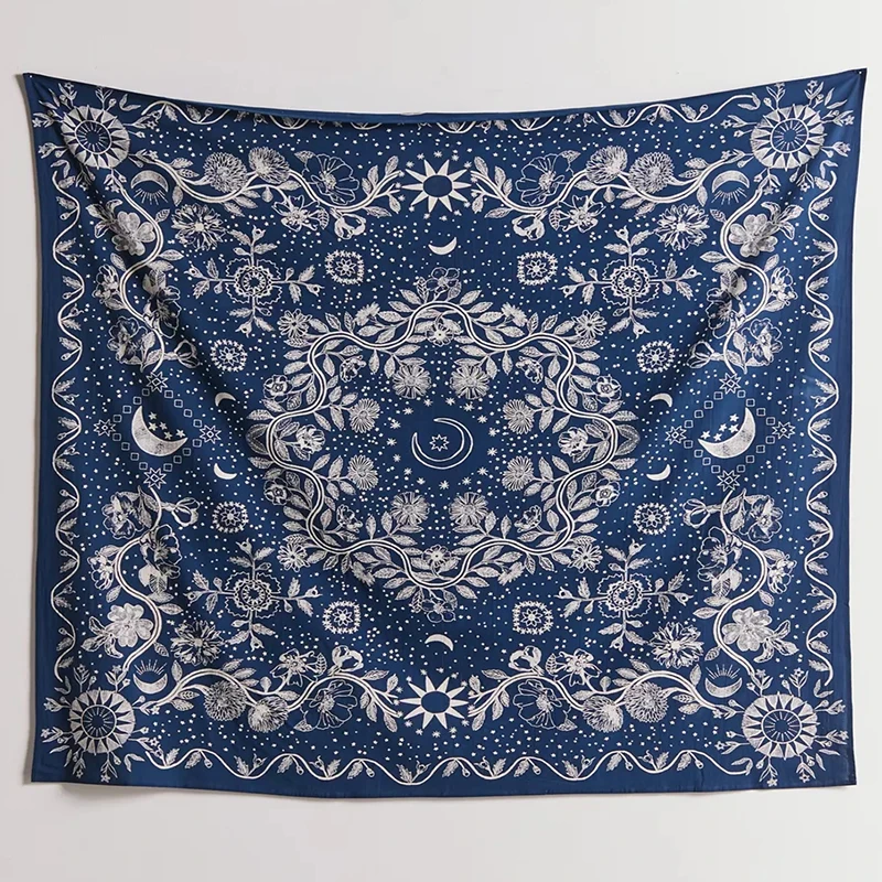 Botanical Celestial Floral Tapestry Wall Decor