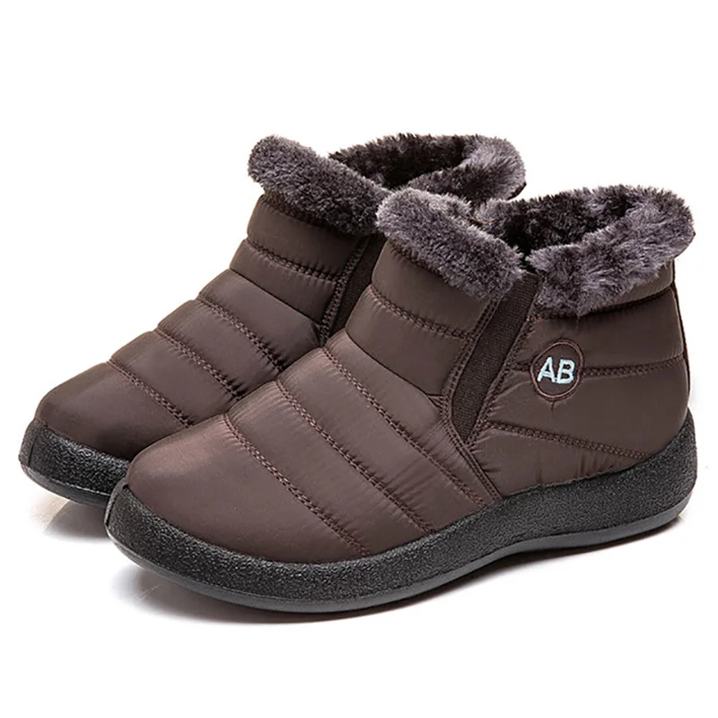 Brown2 Ankle Boots For Women Boots Fur Warm Snow Boots Female Winter Shoes Women Waterproof Padded Boots Winter Booties Women Footwear - Цвет: Brown2