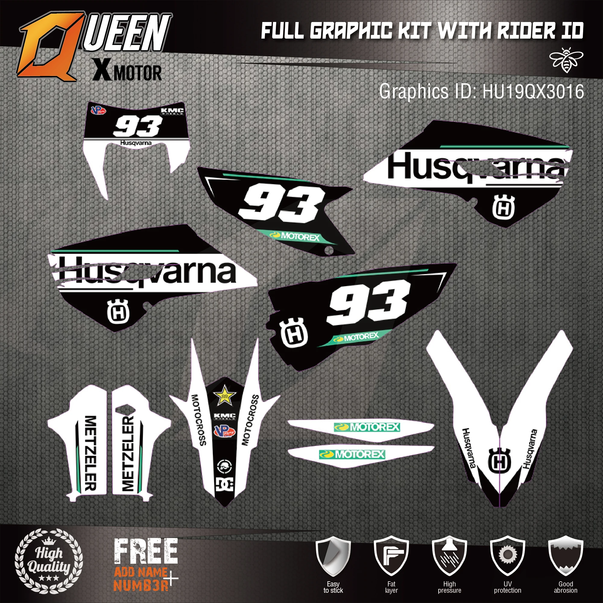 Queen-х на заказ футбольной команды Графика Фоны наклейки 3м-наклейки комплект для HUSQVARNA TC-FC- TE-FE- 016