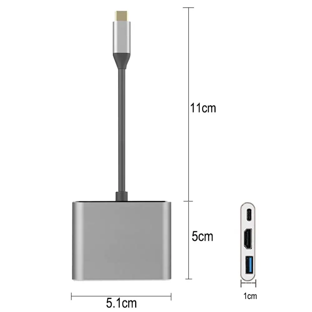 Многопортовый адаптер 4K AV конвертер USB 3 0 концентратор 1 type C в HDMI зарядный кабель #
