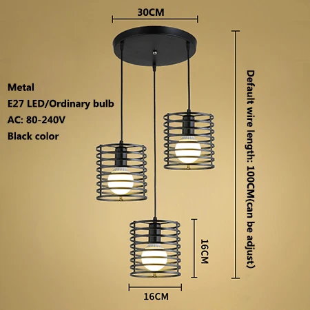 E Disc plate style Черный ретро-железо промышленной эры 3 подвеска в форме головы огни E27 Светодиодный может разработать собственные лампы для кухни гостиной спальни коридор, Ресторан - Цвет корпуса: E Disc plate style