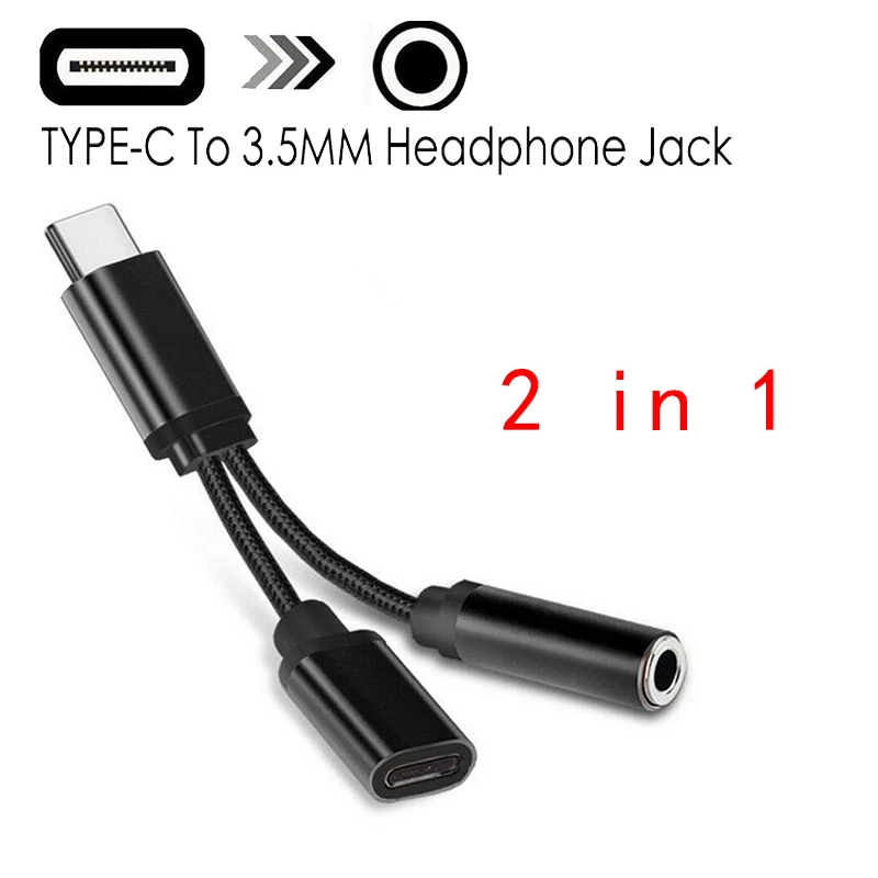 Плетеный 2 в 1 type C до 3,5 мм зарядное устройство для наушников звуковой разъем USB C кабель type-C до 3,5 мм разъем адаптера для мобильного телефона - Цвет: 3