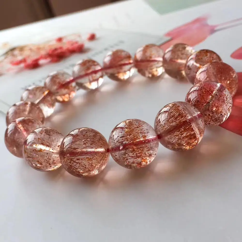 14,5 мм натуральный красный Lepidocrocite кварц супер семь мелодии камень рутиловый кварц браслет женский хрустальный круглый шарик AAAAAA