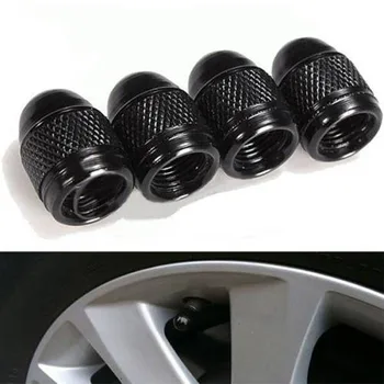 

4PCs Black Aluminium Wheel Stem Air Valve Caps Car Tire Valve Caps for Auto Truck Bike MTB Dust Dustproof Caps