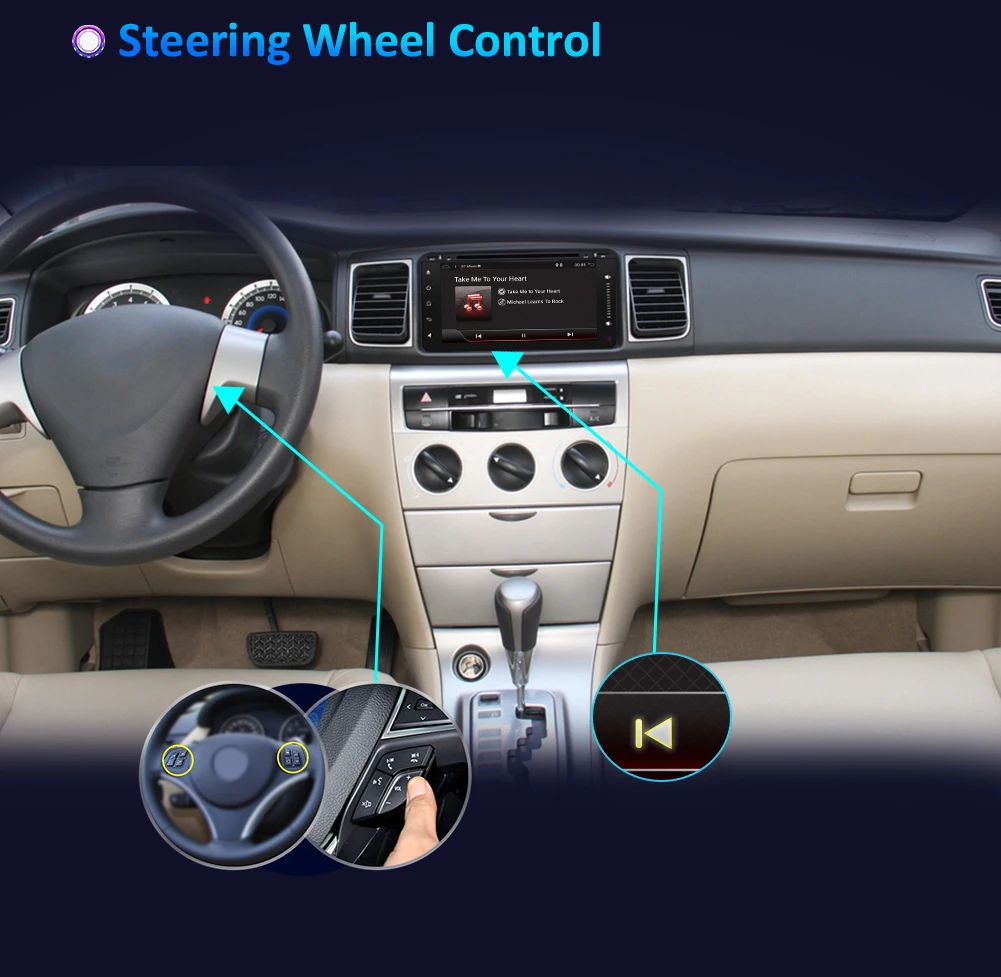 Best Octa Core Android 9.0 For Toyota Car DVD Player 200*100mm with Wifi BT SWC RDS FM AM Support DAB+ OBD 4G Double Din 32G ROM 11