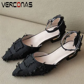 

VERCONAS Women New Arrival Lace Up High Quality Thick Heels Basic Shoes Pointed Toe Sandals Summer Concise Sweet Shoes Woman